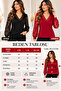 Women's Long Sleeve V Lace Collar Viscose Blouse - 6