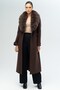 Detachable Fur Belted Long Cashmere Coat K. Brown 3133-Tk - 5