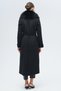 Detachable Fur Belted Long Cashmere Coat Black 3133-Tk - 6