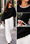 Women's Circular Neck Wave Pattern Sweater - 2