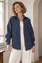 Women's Dark Blue Oversize Stitched Pocket Shirt ARM-22Y001156