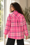 Women's Fuchsia Oversize Jacket with Slits on the Side of the Men's Collar Arm-26K001009 - 2