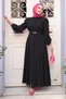 Buttoned Black Hijab Dress 19044S - 3