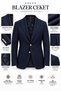 Slim Cut Special Design Metal Button Bag Pocket Wool Blazer (Cache Jacket) - 8