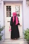 Buttoned Black Hijab Dress 19044S - 4