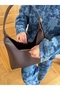 Leather Tote Shoulder Bag with Adjustable Lock Strap and Puppy - 4
