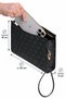 Women's Portfolio Handbag with Wrist Strap Stylish Portfolio Clutch Bag Black - 2