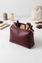 Women's Burgundy Makeup Bag Faux Leather Organizer - 3
