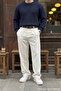 Men's Fabric Baggy Pleated White Trousers
