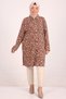 48024 Plus Size Patterned Brown Floral Wrap Shirt - Low Sleeve - 2