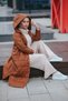Women's Tan Hooded Puffer Coat - 4