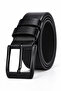 Men's 100% Genuine Buffalo Leather Black Buckle Men's Jeans Belt 4.5 cm Black