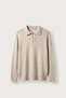 Men's Oversize Polo Collar Buttoned Ribbed Knit Sweater Stone Color