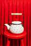 Cupid Enamel Heart Patterned Vintage Kettle - 2 Liters, Can Be Placed on the Stove, Enamel Water Heater Cream