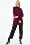 Half Turtleneck Viscose Knitwear Tunic Claret Red - 4