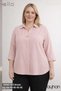 81592 Large Size Crepe Blouse with Three Quarter Sleeve Brooch