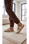 Women's Beige Leather Bow Detailed Plush House Slippers 3 cm Byndtmtf01 - 6