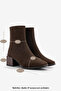Women's Heeled Boots&Booties Blunt Toe Wood Pattern Heel Zippered Daily Classic Boots Noyes Brown Suede - 8