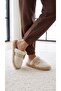 Women's Beige Leather Bow Detailed Plush House Slippers 3 cm Byndtmtf01 - 4