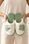 Women's Green Frog Embroidered Plush Winter House Slippers 3 cm Byndkur01 - 2