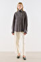 Plaid Patterned Stand-Up Collar Shirt Gray - 4