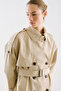 North Kruvaze Belted Trench Coat Beige - 2