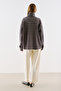 Plaid Patterned Stand-Up Collar Shirt Gray - 7