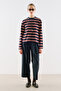Striped Long Sleeve Regular Tshirt Navy Blue - 2
