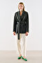 Belted Double-Breasted Pocketed Blazer Jacket Anthracite - 4