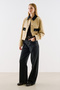 Velvet Collar Pocketed Short Jacket Camel - 3