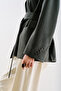 Belted Double-Breasted Pocketed Blazer Jacket Anthracite - 8
