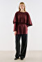 Cape-Style Belted Tunic Burgundy - 3