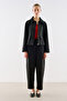 Velvet Collar Short Trench Coat Jacket Black - 4