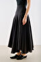 Asymmetric Draped Cotton Skirt Black - 5
