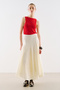 Asymmetric Draped Cotton Skirt Ecru - 4