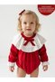 Briella Long Sleeve Special Occasion Holiday Bow Detail Baby Girl Romper