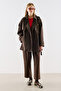 North Kruvaze Belted Trench Coat Brown - 3