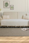 Liva pom-pom ecru sofa cover 115 x 200 cm - suitable for sofas, divans, sleeper beds, and armchairs - shawl style with tassels - 4