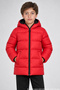 Boy's Red Fleece Hooded Waterproof Windproof Pocket Puffer Winter Coat - 2