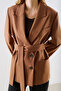 Belted Double-Breasted Pocketed Blazer Jacket Taupe - 4