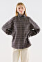 Plaid Patterned Stand-Up Collar Shirt Gray