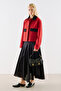 Velvet Collar Pocketed Short Jacket Red