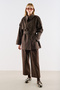 North Kruvaze Belted Trench Coat Brown - 5