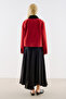 Velvet Collar Pocketed Short Jacket Red - 6