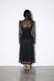 Black Long Sleeve Midi Dress - 4