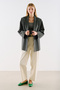 Belted Double-Breasted Pocketed Blazer Jacket Anthracite - 2