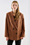 Belted Double-Breasted Pocketed Blazer Jacket Taupe - 2