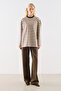 Striped Colorful Collar Long Sleeve Tshirt Mink