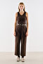 Gabardine Straight Pleated Pants Dark Brown - 2