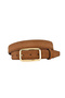 Genuine Leather, 3 cm Gold Color Rectangular Buckle, Dark Cinnamon Suede, Stitched Classic Women's Belt, 3Cmkla50 - 6